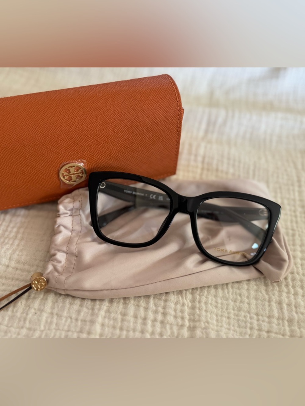 Tory Burch TY2140U 1709 Black Cat-Eye Glasses with Orange Logo Case